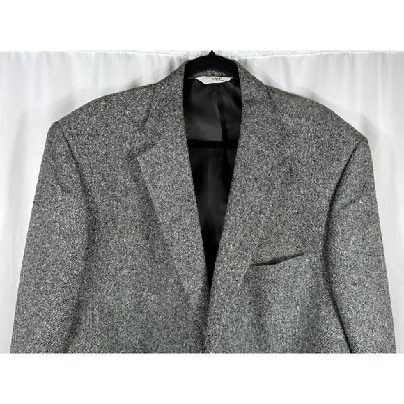Vintage Versini Mens 46L 100% Silk Blazer Grey Salt and Pepper Tweed Two Button - Picture 2 of 9